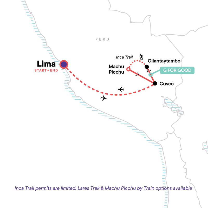 Map of the route for Inca Discovery Plus